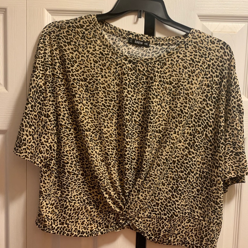 Shein cheetah plus size crop top